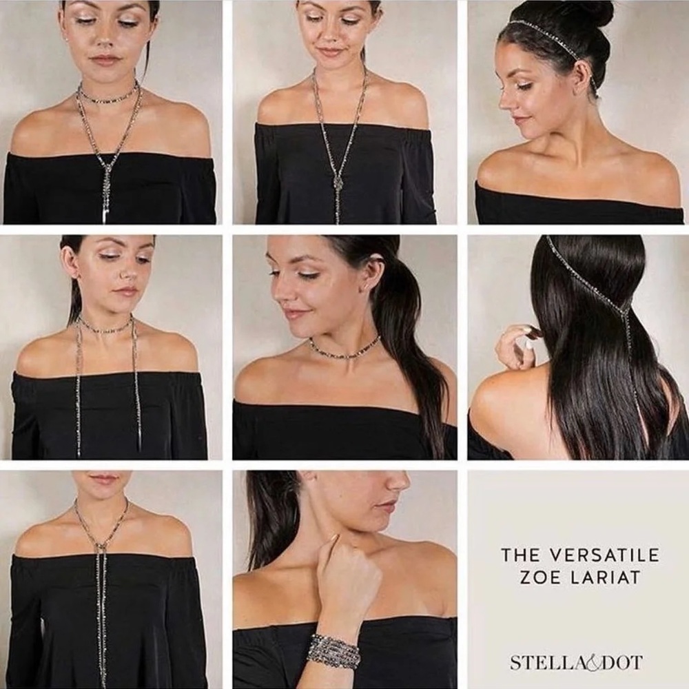 STELLA&DOT Zoe lariat, silver, mixed metal. - Picture 2 of 9